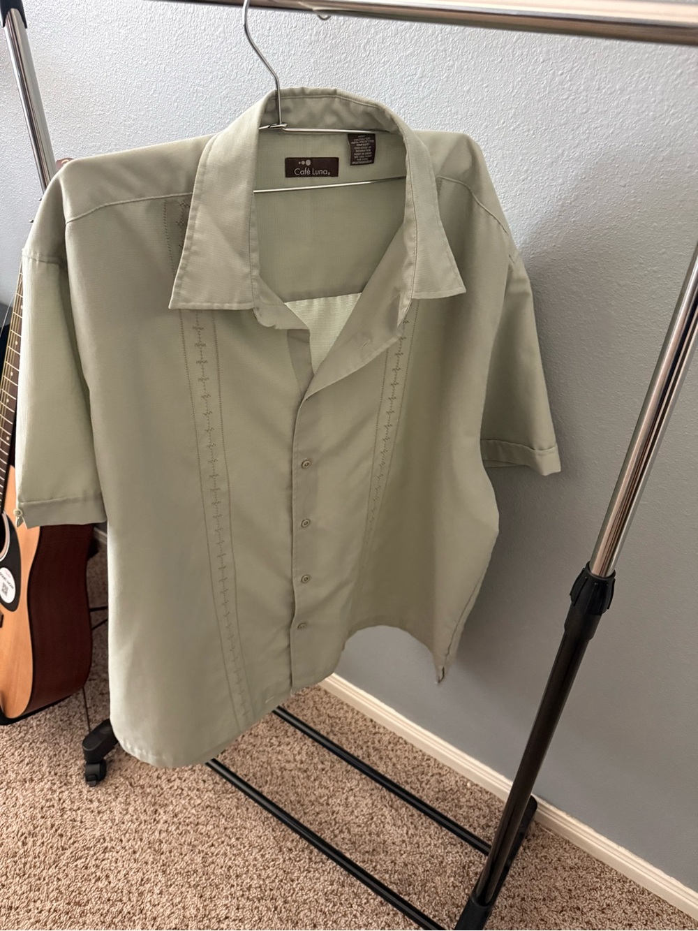 Café Luna Sage Short-Sleeve Casual Button-Down Shirt